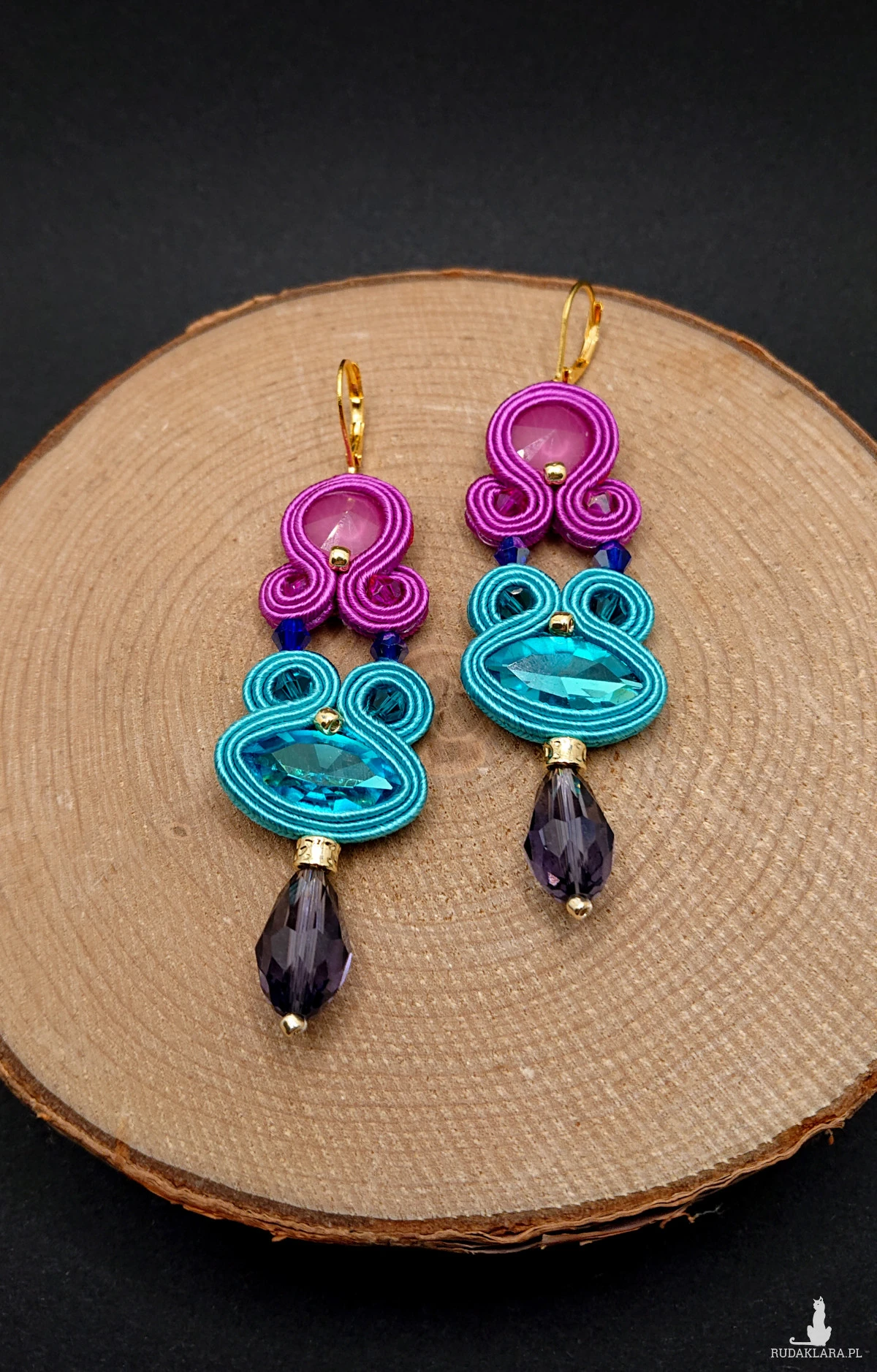 KOLOROWE KOLCZYKI SUTASZ Z KRYSZTAŁKAMI 1